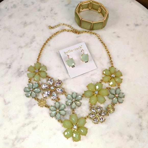 💚 Statement Necklace Bracelet Earring SET - Picture 16 of 16